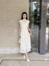 尚靜新中式竹葉領(lǐng)端莊淑女裙25年夏新不對稱裙擺短袖收腰連衣裙 杏色 M 曬單實拍圖