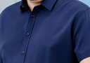 皮爾卡丹（pierre cardin）夏季純色肥佬短袖襯衫男士商務休閑薄款胖子加肥加大碼半袖襯衣男 短袖深藍色 XXXXXL 曬單實拍圖