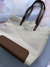 瞬子韓版簡(jiǎn)約通勤帆布包女托特文藝休閑學(xué)生手提單肩包袋 白色 曬單實(shí)拍圖