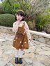 G.DUCKKIDS2025新款春季愛(ài)心背帶裙套裝女童可愛(ài)洋氣連衣裙百搭裙子 咖色 90 cm 曬單實(shí)拍圖