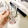 津盼觀山玻璃水杯高顏值女士果汁飲料牛奶杯子咖啡杯高腳啤酒杯洋酒杯 粉色觀山玻璃杯 350ml 1只 曬單實(shí)拍圖