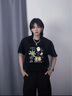 LEESRTROI2025新款純棉短袖女t恤男女同款休閑百搭潮流情侶裝半袖夏季潮牌 活性黑 XL （145-165斤） 曬單實(shí)拍圖