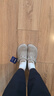 BIRKENSTOCK勃肯德國(guó)進(jìn)口女款牛皮絨面革時(shí)尚灰色Boston包頭拖鞋 石灰色窄版1027751 37 曬單實(shí)拍圖