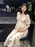 ARTFULMOM英國(guó)孕婦夏裝連衣裙2025新款薄款甜美短袖時(shí)尚大碼寬松顯瘦孕婦裙 米杏色 M 曬單實(shí)拍圖