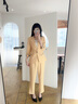 晨芙時(shí)尚小西裝外套女夏季薄款小個(gè)子休閑中袖西服套裝氣質(zhì)洋氣工作服 黃色西裝+西褲 XL 建議110-120斤 曬單實(shí)拍圖