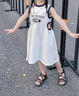 哈羅小黃鴨HAL.DUCK女童背心裙棉2025夏季夏款字母連衣裙女寶無(wú)袖T恤裙子 白色 90 cm 曬單實(shí)拍圖
