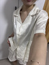 貓人冰絲睡衣女士夏季2025年新款薄款短袖套裝卡通可愛大碼外穿家居服 米白條紋 【冰絲涼感-柔軟舒適】 L 【薦157-165cm/100-120斤】 曬單實拍圖