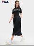 FILA 斐樂(lè )官方女裝連衣裙女子2025夏新款潮流休閑修身短袖連身裙 正黑色-BK L 170/88A/L 曬單實(shí)拍圖