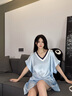 上海故事真絲睡衣女6A級100%桑蠶絲睡裙優(yōu)雅居家可外穿家居服絲綢七夕禮物 淺藍色[熱薦] 【高檔禮盒】 均碼 曬單實(shí)拍圖