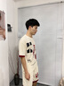 美羅邦 MELOBAN夏季薄款男士港風(fēng)ins寬松短袖短褲套裝青少年學(xué)生潮流帥氣T恤一套 1102米白色 XL 參考120-140斤左右 曬單實(shí)拍圖