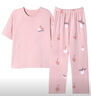 秋鹿睡衣女士夏季純棉短袖長(zhǎng)褲家居服夏天薄款休閑全棉可外穿出門套裝 豆沙粉 M /身高150-160體重85-100 曬單實(shí)拍圖