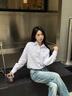 Calvin KleinJeans春秋女士純棉商務(wù)休閑通勤布標ck寬松職場白色襯衫J224436 YAF-月光白 XS 曬單實拍圖
