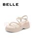 百麗（Belle）老爹運(yùn)動(dòng)涼鞋女商場(chǎng)款厚底增高休閑涼鞋B5Z1D 米白 37 (235mm) 曬單實(shí)拍圖