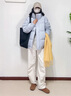 明摩秋冬款 MM白鴨絨羽絨服女短款加厚情侶款寬松中戲連帽面包服2024年 淺綠色 S 曬單實(shí)拍圖