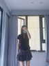 妙奕嘉黑色v領(lǐng)上衣女設(shè)計感性感純欲辣妹短袖夏季2025新款修身t恤一字肩 修身V領(lǐng)褶皺設(shè)計感短袖【黑色】 XL 【建議115斤以內(nèi)】 曬單實拍圖