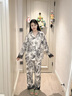 貝妍睡衣女春秋季長(cháng)袖2025新款莫代爾套裝高級性感蕾絲國風(fēng)開(kāi)衫家居服 C20838圖色 M (160) 曬單實(shí)拍圖