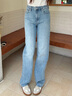 Calvin KleinJeans【復(fù)刻90系列】25春夏新款女士ck淺色直筒牛仔褲47B908G W99-牛仔淺藍(lán) 26 曬單實(shí)拍圖