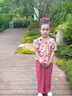 歐姆熊女童套裝夏季2025新款洋氣時髦夏日碎花時尚女孩寶寶兒童夏裝衣服 粉紅色 薄款 碎花 110 CM 曬單實拍圖