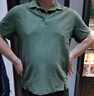 CEO雅戈?duì)杹喡閠恤男士短袖夏季薄款男裝翻領(lǐng)純色百搭開衩棉麻半袖上 綠色 4XL (190) 曬單實(shí)拍圖
