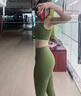 LULULMCCTN瑜伽服套裝女防震聚攏運動(dòng)背心高腰蜜桃提臀長(cháng)褲跑步健身兩件套 牛油果綠文胸-牛油果綠長(cháng)褲 S 曬單實(shí)拍圖
