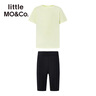 little MO&Co.兩件套 兒童套裝-童裝夏裝女童純棉短袖T恤抑菌短褲 冷光綠色 120 120/56 曬單實(shí)拍圖