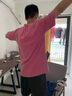 Leekylze官方品牌旗艦聯(lián)名短袖T恤男港風(fēng)復(fù)古水洗純棉潮流ins印花 粉色 L 曬單實拍圖