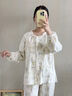 芬也（FENYE）月子服純棉孕婦哺乳睡衣女春秋款產(chǎn)后產(chǎn)婦喂奶哺乳家居服孕期套裝 花簇樂章【180gPUMA棉 側(cè)開哺乳 L【7a抑菌純棉126-150斤】 曬單實拍圖