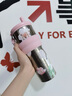 杯鑫格保溫杯高顏值女生純鈦吸管杯送高端禮品便攜大容量泡茶鈦杯子 粉紅【內外純鈦】薔薇花季710ml 曬單實拍圖