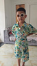 G.DUCKKIDS小黃鴨男童套裝夏季帥氣男寶寶衣服兒童夏裝中小童薄款花襯衫三件 淺綠色沙灘服 120 cm 曬單實(shí)拍圖