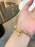 中國黃金（CHINA GOLD）足金竹節(jié)黃金轉(zhuǎn)運(yùn)珠和田玉手串節(jié)節(jié)高七夕情人節(jié)禮物送女朋友老婆 【節(jié)節(jié)高升】竹節(jié)和手串 約1.1g+刻字/代寫賀卡 曬單實(shí)拍圖