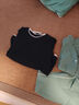 網(wǎng)易嚴選25春夏假兩件t恤長(cháng)袖正肩女顯瘦冰絲涼感短袖柔軟 黑白拼色 M 曬單實(shí)拍圖