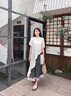 SNYDER WEAR2025夏季新款女套裝裙設(shè)計(jì)感蕾絲衫黑白格半身裙女長(zhǎng)裙套裝兩件套 上衣+半身裙【套裝】 S 建議85-105斤 曬單實(shí)拍圖