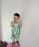 G.duck男童套裝夏季兒童衣服夏威夷海邊度假穿搭男孩沙灘花襯衫兩件套 淺綠色送墨鏡 90 尺碼1~2歲【 80-90cm】cm 曬單實(shí)拍圖