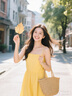 爾山集吊帶連衣裙女夏季海邊度假吊帶裙2025新款長裙a字裙沙灘裙子 吊帶連衣裙【鵝黃色L】 曬單實拍圖