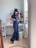 舒翎藏青色速干工裝褲女寬松直筒夏季薄2025新款休閑小個(gè)子闊腿運動(dòng)褲 藏青色  常規 L 110-125斤 曬單實(shí)拍圖