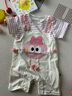 班喜迪嬰兒衣服夏裝嬰幼兒連體衣短袖公主寶寶哈衣爬服夏季假兩件外出服 粉色 90cm 曬單實(shí)拍圖