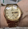 東方（ORIENT）老款日本雙獅全自動(dòng)機械手表男款透底夜光防水大表盤(pán)簡(jiǎn)約男士手表 雙歷--土豪金 曬單實(shí)拍圖