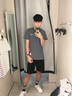 啄木鳥短袖T恤男條紋圓領(lǐng)男士上衣夏季男裝修身潮ins棉質(zhì)半袖體恤衫衣服 紅色+白色（兩件裝） 2XL （130-150斤） 曬單實(shí)拍圖
