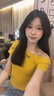慕瑤雨美式字母斜領(lǐng)露肩短款T恤夏季新款甜辣妹收腰修身顯瘦短袖上衣女 黃色 S 建議80-90斤內 曬單實(shí)拍圖