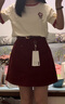 三彩大碼女裝2025夏季新款全棉A字牛仔短裙美式辣妹風(fēng)顯瘦胖MM 酒紅 M 160/72B 曬單實(shí)拍圖