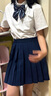 圣洛鋒班服套裝國慶校園初高中生中學(xué)生開(kāi)學(xué)季藍皇冠領(lǐng)結學(xué)生裝 女短白+黑百褶短裙+藍皇冠領(lǐng)結 L 曬單實(shí)拍圖