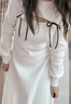 糖力【商場同款】冬新款長袖花朵裝飾鏤空針織連衣裙女中長款 白色 M 曬單實拍圖