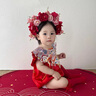 WVD國際品牌周歲禮服女寶寶秋冬季中式唐裝簪花服嬰兒百天一歲生日抓周服女童 單件長袖包屁衣 均碼 曬單實拍圖