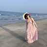 芳嬪碎花連衣裙女夏小飛袖吊帶長裙法式掛脖子高級感氣質(zhì)收腰海邊度假 圖片色 S 均碼 曬單實拍圖