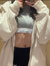 Calvin Klein內(nèi)衣【摩登引力帶】女士ck無鋼圈輕運(yùn)動內(nèi)搭T恤式文胸QF7213AD P7A-椰青灰 M 推薦75B-85A 曬單實拍圖