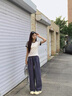 哈魯?shù)馅w露絲同款格子褲女2025夏季新款慵懶寬松顯瘦休閑直筒遛彎闊腿褲 藏青色 均碼 (105斤以內(nèi)） 曬單實(shí)拍圖