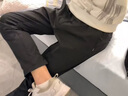 班尼路 BALENO S&K系列夏季薄款九分休閑褲子男生新款修身直筒涼感運動冰絲西褲 黑色 30 腰圍二尺三 曬單實拍圖