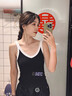 啄木鳥(niǎo)撞色吊帶背心女夏季新款帶胸墊無(wú)袖外穿美背辣妹上衣 黑拼白 L 曬單實(shí)拍圖