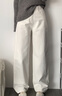 獨束大碼女裝【三防】白色簡(jiǎn)約寬松牛仔褲胖mm高腰百搭顯瘦休閑褲 牛仔白 2XL (尺碼：4) 曬單實(shí)拍圖