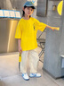 G.DUCKKIDS男童夏裝套裝2025夏季兒童長褲10中大童男孩短袖寬松棉帥氣童裝潮 黃色 160 cm 曬單實(shí)拍圖